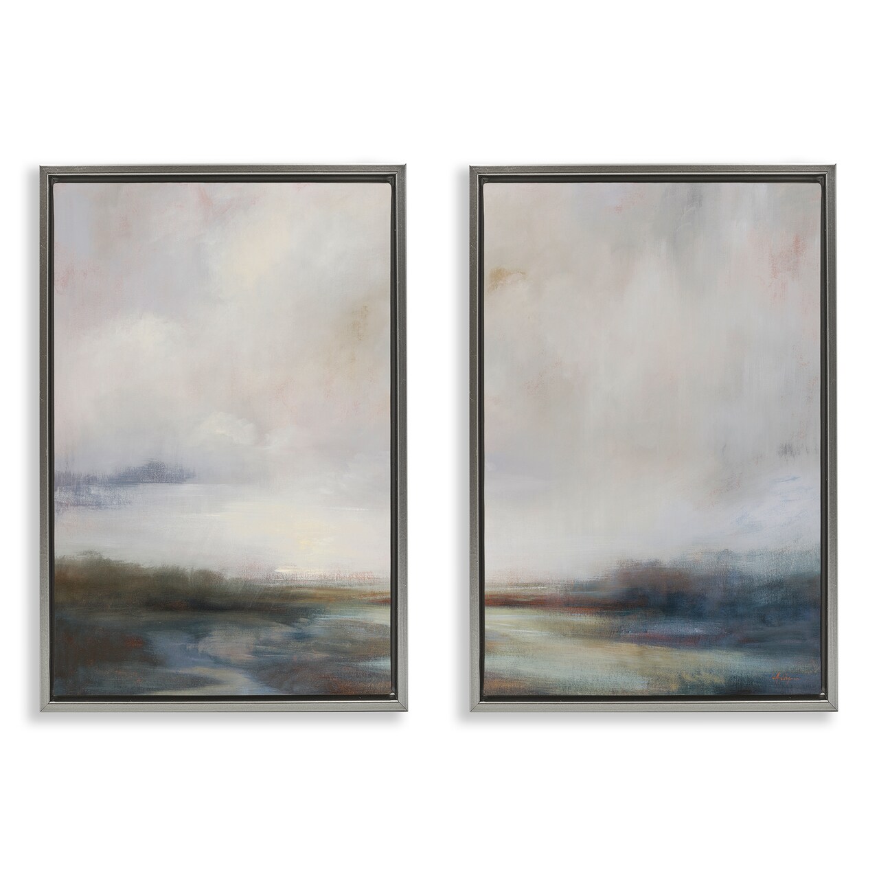 Stupell Industries Moody Clouds Landscape 2 pc Framed Floater Canvas Wall Art Set Design by Simon Addyman